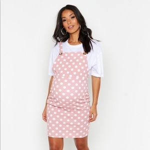 Pink polka dot maternity dress